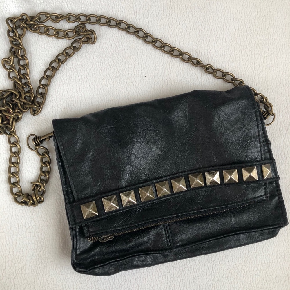 Free People black studded leather bag chain straps